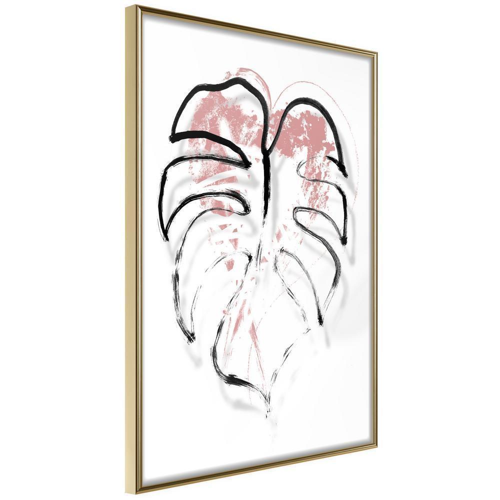 Botanical Wall Art - Black Leaf Outline-artwork for wall with acrylic glass protection