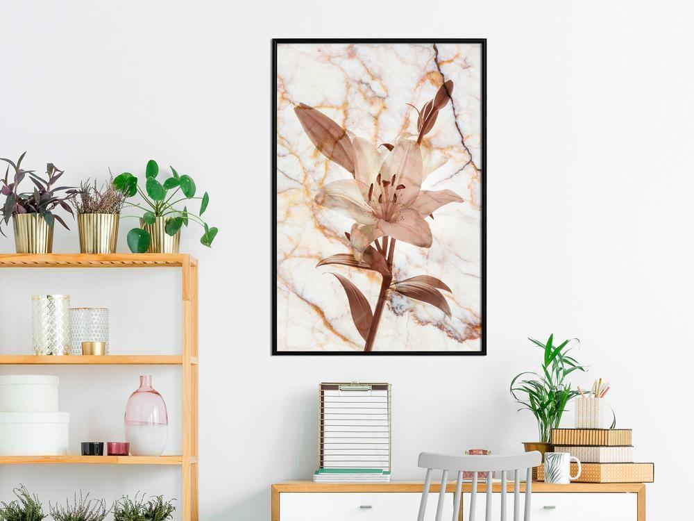 Botanical Wall Art - Lily on Marble Background-artwork for wall with acrylic glass protection