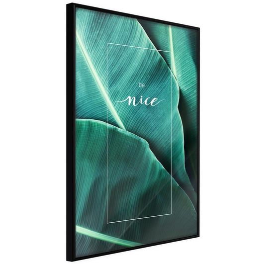 Botanical Wall Art - Banana Leaves with a Message (Green)-artwork for wall with acrylic glass protection