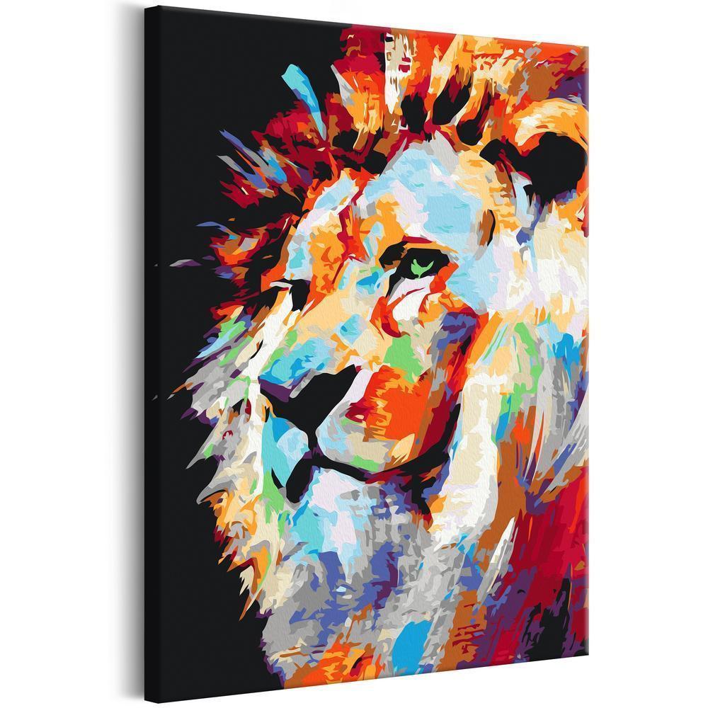 Start learning Painting - Paint By Numbers Kit - Portrait of a Colourful Lion - new hobby