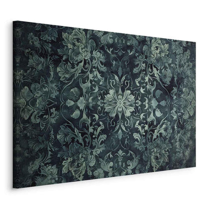 Canvas Print - Oriental Pattern Carpet: Emerald Ornaments and Worn Patterns