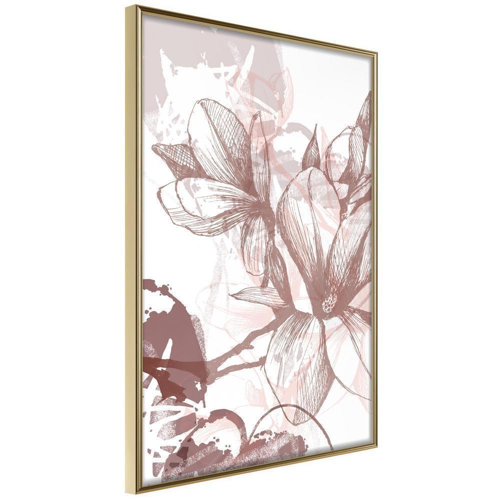 Botanical Wall Art - Drawn Flower-artwork for wall with acrylic glass protection