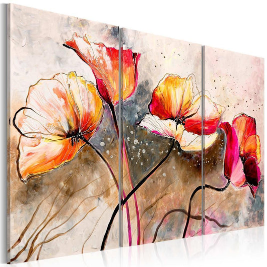 Custom Painting made by Artist - Handmade Painting - Poppies lashed by the wind - ArtfulPrivacy