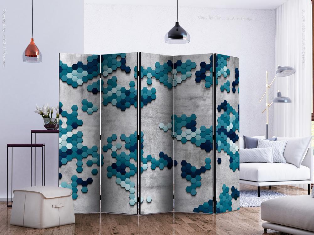Decorative partition-Room Divider - Sea puzzle II-Folding Screen Wall Panel by ArtfulPrivacy