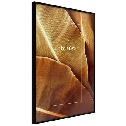 Autumn Framed Poster - Banana Leaves with a Message (Sepia)-artwork for wall with acrylic glass protection