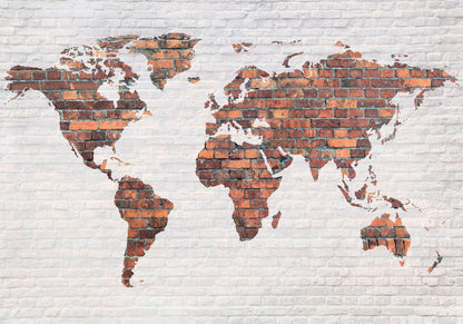 Wall Mural - World Map: Brick Wall-Wall Murals-ArtfulPrivacy
