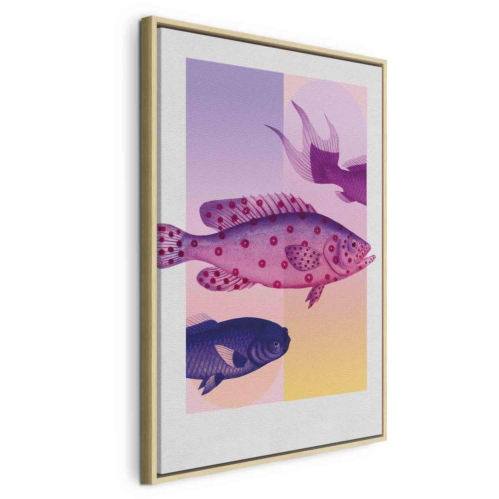 Impression sur toile - Poissons aux couleurs pastel - Poissons stylisés sur fond de formes dégradées