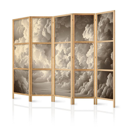 Japanese Room Divider - Whisper of Illuminated Clouds: Soft Play of Light in the Theater of the Heavens