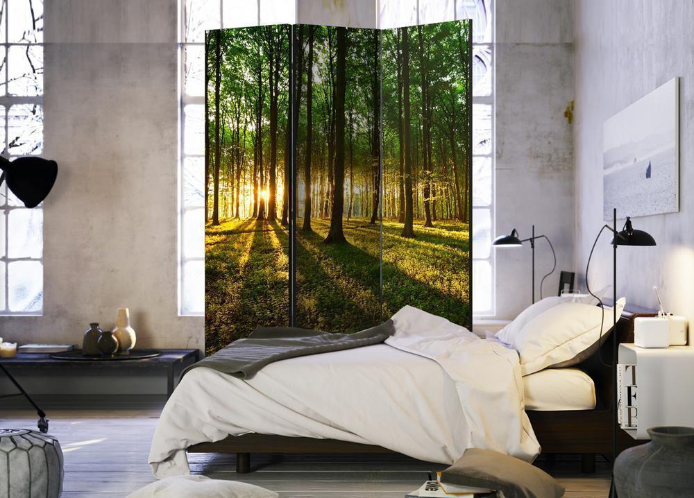 Decorative partition-Room Divider - Morning in the Forest-Folding Screen Wall Panel by ArtfulPrivacy