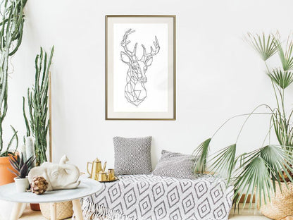 Winter Design Framed Artwork - Minimalist Deer-artwork for wall with acrylic glass protection