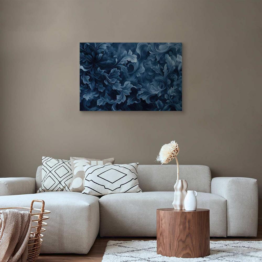 Canvas Print - Abstract Ornaments Dark Blue Victorian Leaves