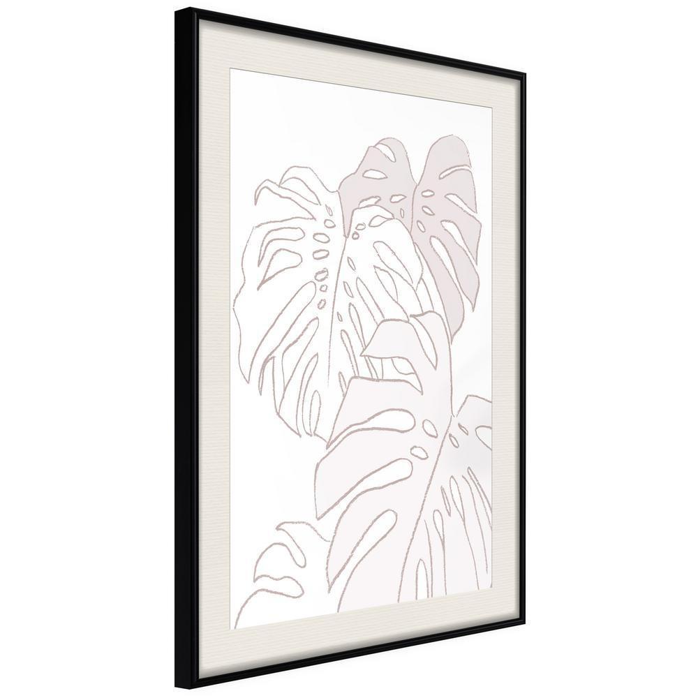 Botanical Wall Art - Beige Leaves-artwork for wall with acrylic glass protection