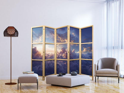 Japanese Room Divider - The Sun in Hiding: The Golden Face of the Sky Over a Cloudy Sea