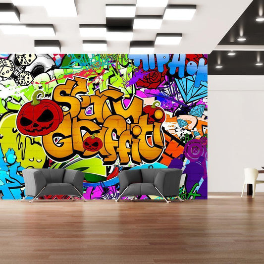 Wall Mural - Scary graffiti-Wall Murals-ArtfulPrivacy