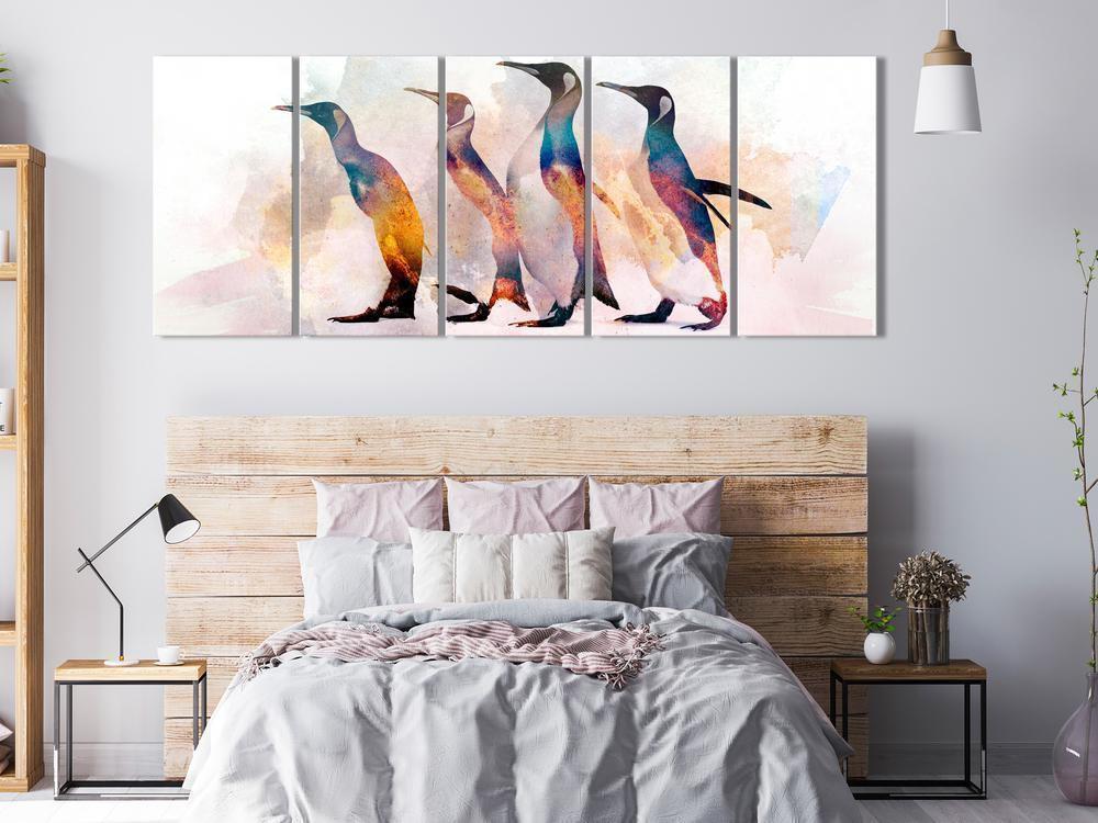 Canvas Print - Penguin Wandering (5 Parts) Narrow-ArtfulPrivacy-Wall Art Collection