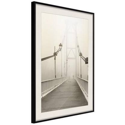 Autumn Framed Poster - Bridge Disappearing into Fog-artwork for wall with acrylic glass protection