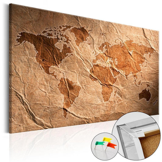 Cork board Canvas with design - Decorative Pinboard - Paper Map-ArtfulPrivacy