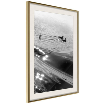 Black and white Wall Frame - Texture of Water-artwork for wall with acrylic glass protection