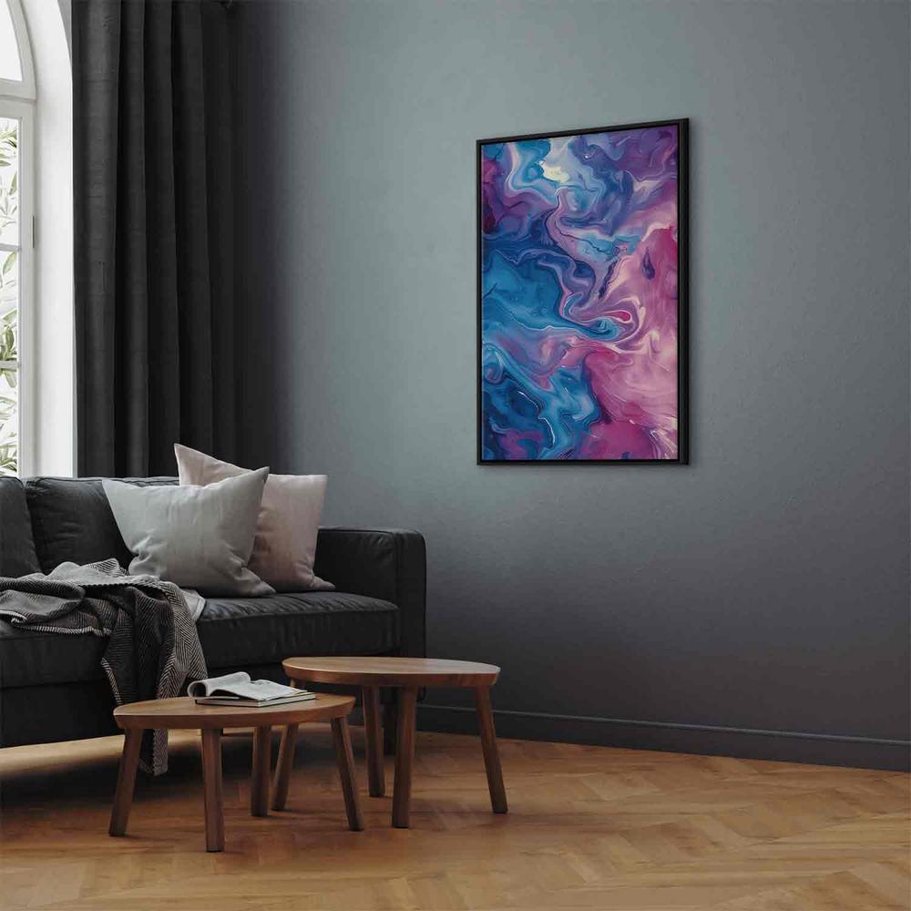 Canvas Print - Night Flows - Abstract Waves in Shades of Blue and Violet