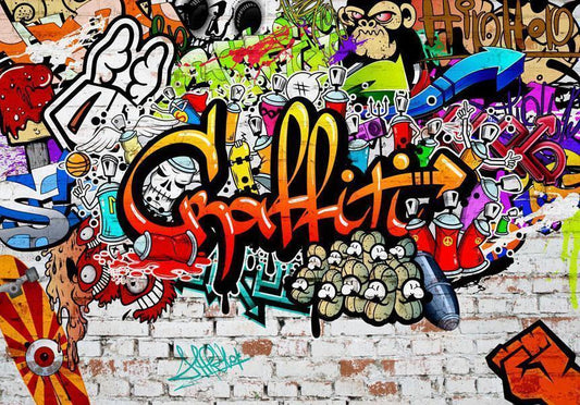 Wall Mural - Colorful Graffiti-Wall Murals-ArtfulPrivacy