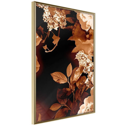 Autumn Framed Poster - Flower Decoration in Sepia-artwork for wall with acrylic glass protection