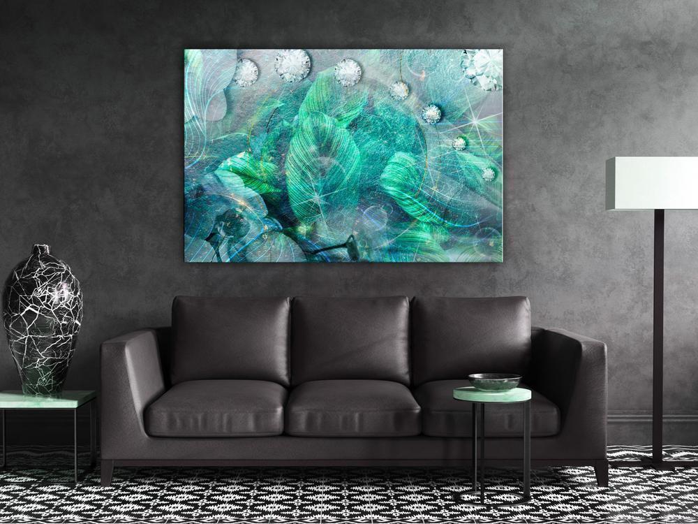 Canvas Print - Turquoise Leaves (1 Part) Wide