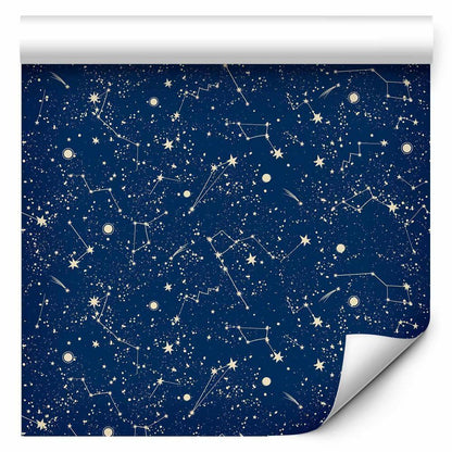 Wallpaper - Cosmic Inspirations - Pattern with Stars and Constellations on a Dark Background