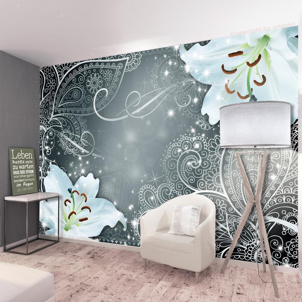 Wall Mural - Oriental Wings (Grey)-Wall Murals-ArtfulPrivacy