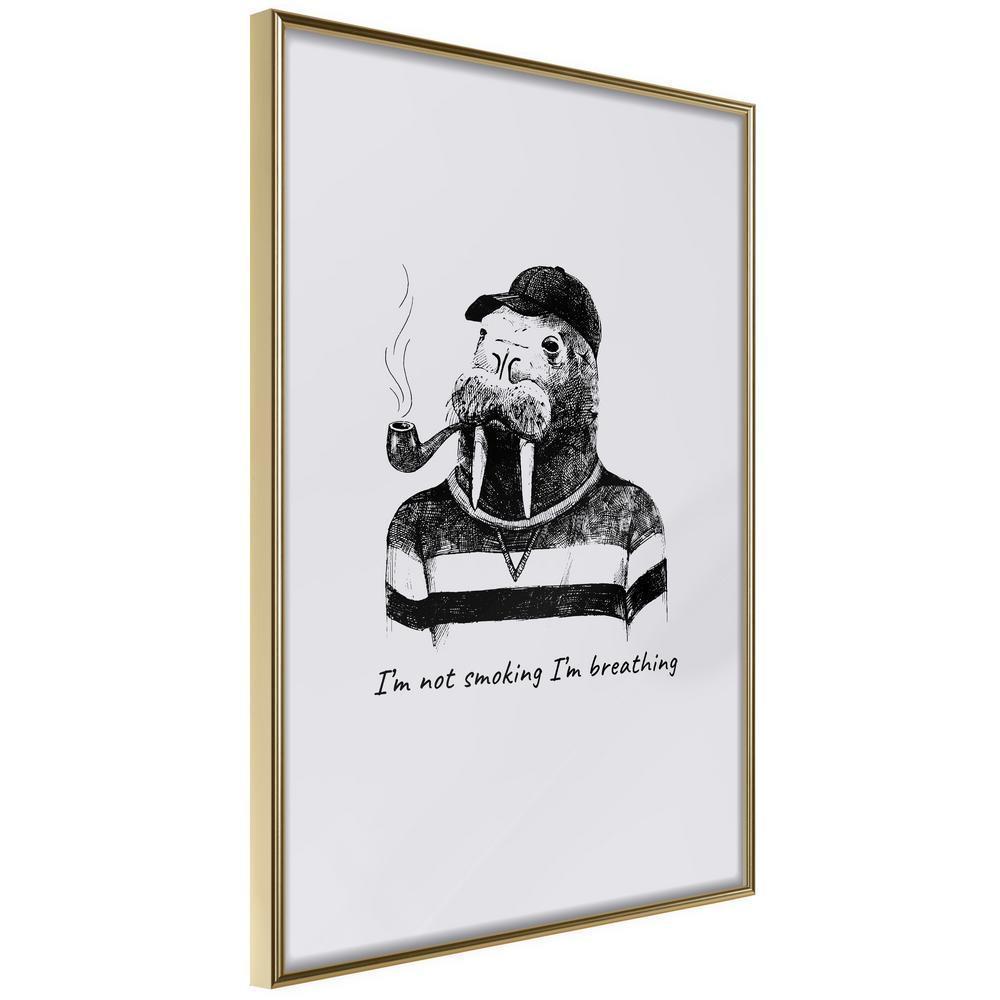 Black and White Framed Poster - Captain Walrus-artwork for wall with acrylic glass protection