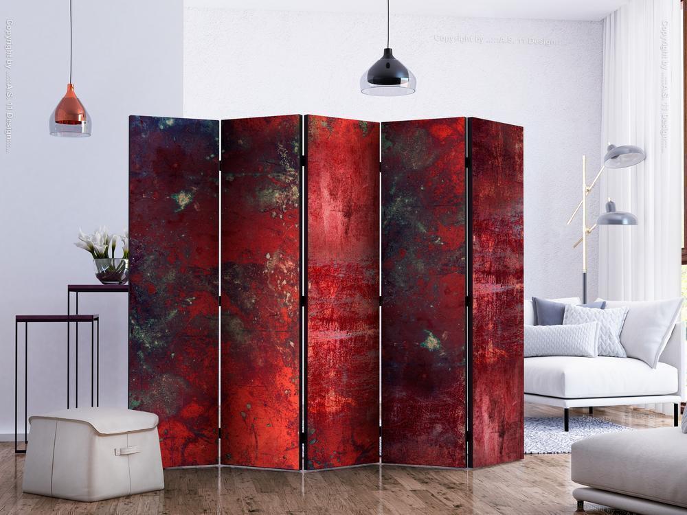 Decorative partition-Room Divider - Red Concrete II-Folding Screen Wall Panel by ArtfulPrivacy