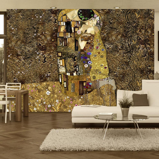 Wall Mural - Klimt inspiration: Golden Kiss-Wall Murals-ArtfulPrivacy
