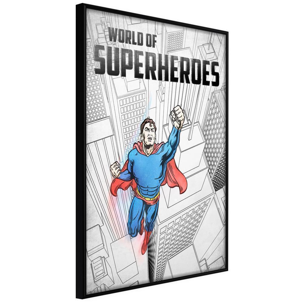 Typography Framed Art Print - Superhero-artwork for wall with acrylic glass protection