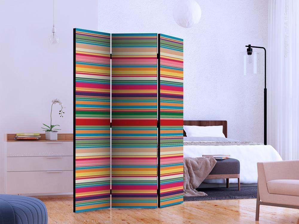 Decorative partition-Room Divider - Subdued stripes-Folding Screen Wall Panel by ArtfulPrivacy