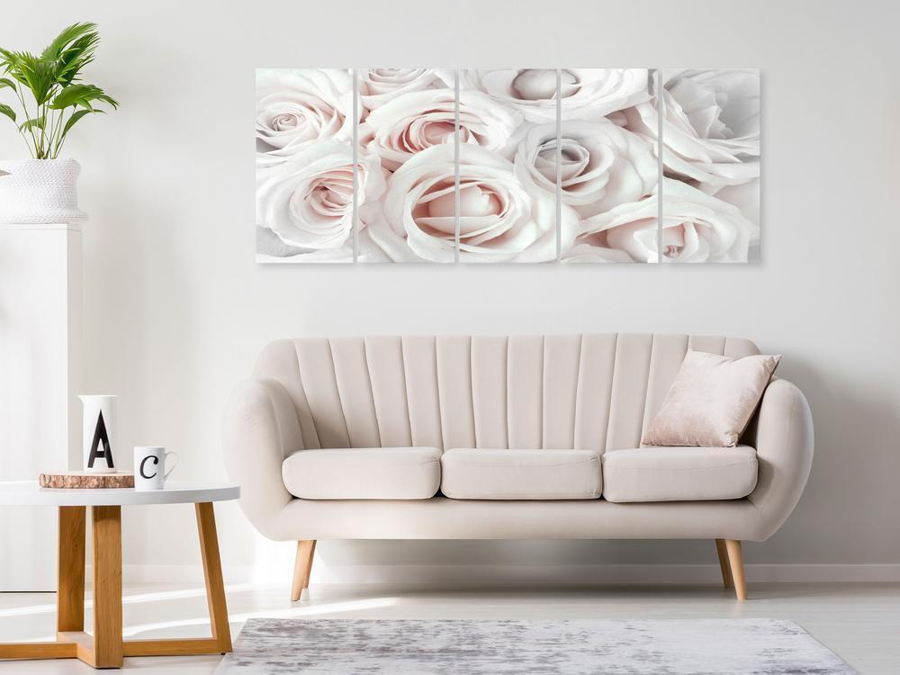 Canvas Print - Satin Rose (5 Parts) Narrow Pink-ArtfulPrivacy-Wall Art Collection