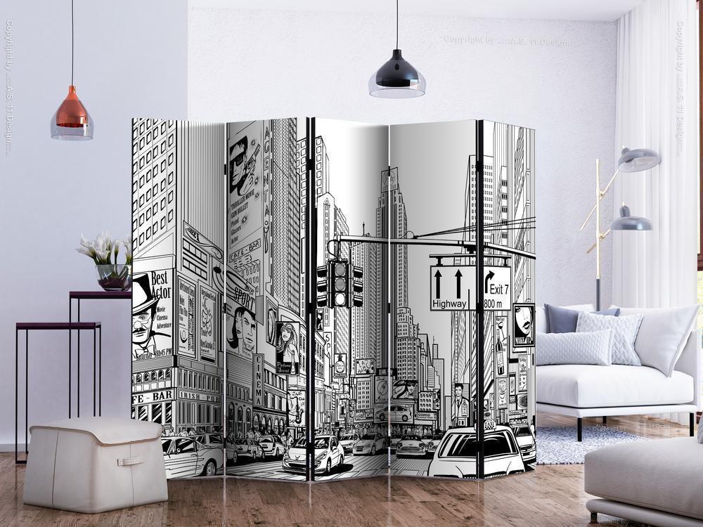 Decorative partition-Room Divider - Street in New York city II-Folding Screen Wall Panel by ArtfulPrivacy