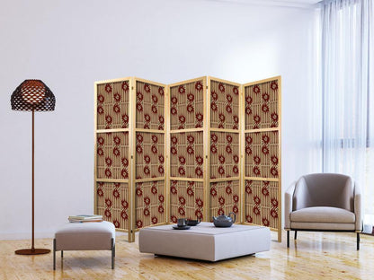 Japanese Room Divider - Predatory Streaks - Red Abstract Shapes Inspired by Tribal