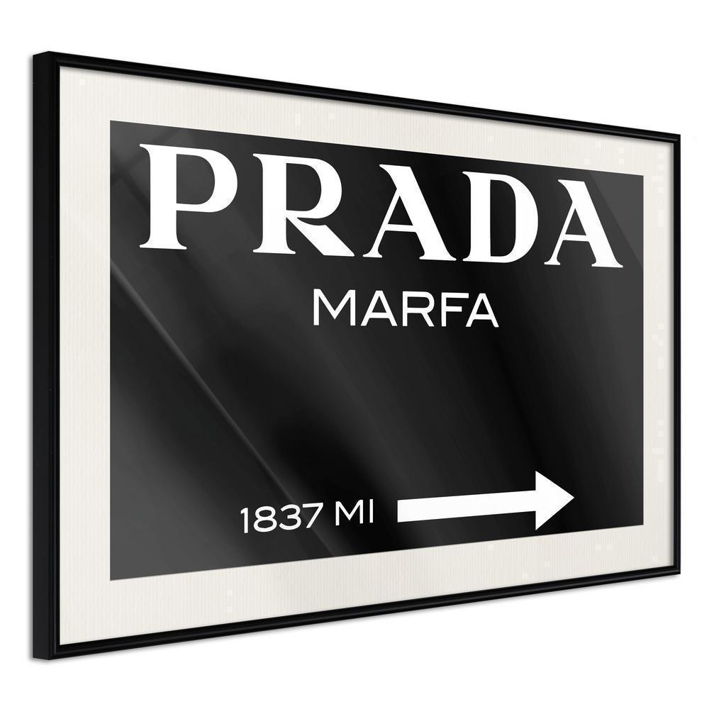 Typography Framed Art Print - Prada (Black)-artwork for wall with acrylic glass protection