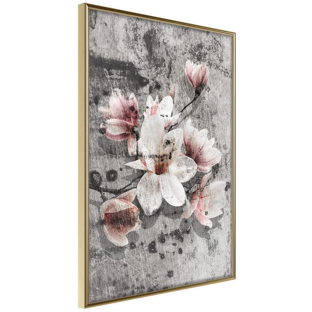 Botanical Wall Art - Flowers on Concrete-artwork for wall with acrylic glass protection