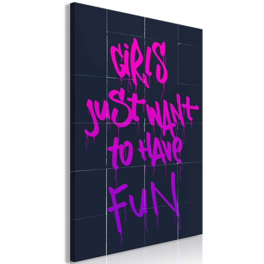 Canvas Print - Girls Just Want to Have Fun (1 Part) Vertical-ArtfulPrivacy-Wall Art Collection