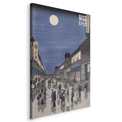 Impression sur toile - Vue nocturne de la rue Saruwaka depuis « Meisho Edo Hyakkei » (Cent vues d'Edo) (Utagawa Hiroshige)