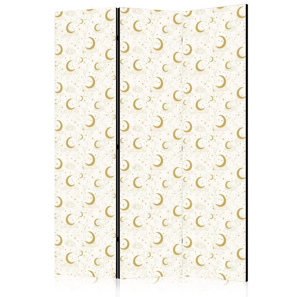 Room Divider - Moonlit Nights - Delicate Moons and Clouds in Warm Tones