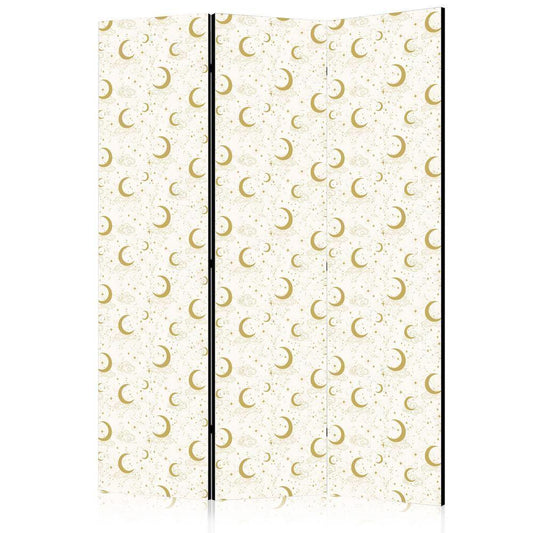 Room Divider - Moonlit Nights - Delicate Moons and Clouds in Warm Tones