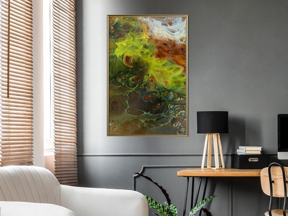 Autumn Framed Poster - Turbulent Green-artwork for wall with acrylic glass protection