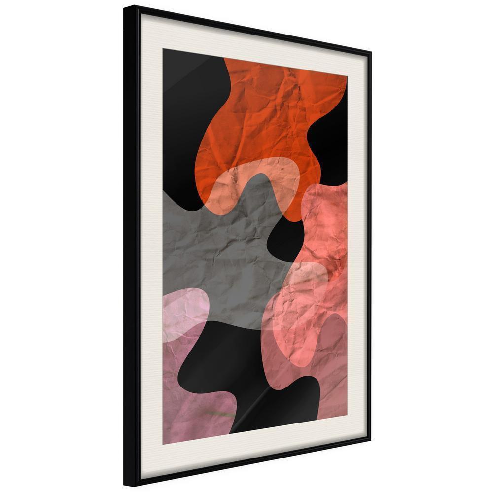 Abstract Poster Frame - Orange Camouflage-artwork for wall with acrylic glass protection
