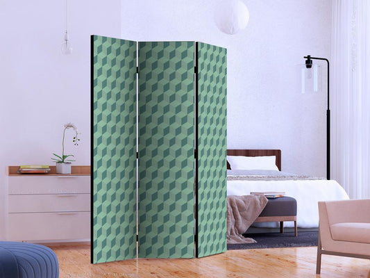 Decorative partition-Room Divider - Monochromatic cubes-Folding Screen Wall Panel by ArtfulPrivacy