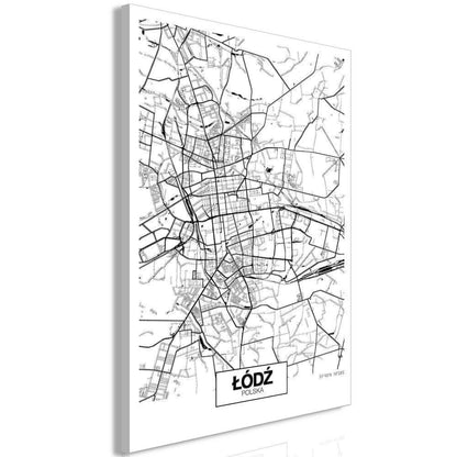 Canvas Print - City Plan: Lodz (1 Part) Vertical-ArtfulPrivacy-Wall Art Collection