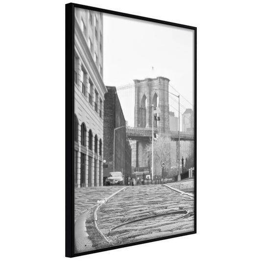 Black and White Framed Poster - Postcard from New York-artwork for wall with acrylic glass protection