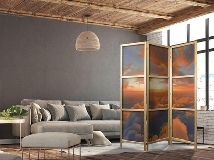 Japanese Room Divider - When Dawn Tickles the Clouds: A Spectacle of Colors on the Morning Sky