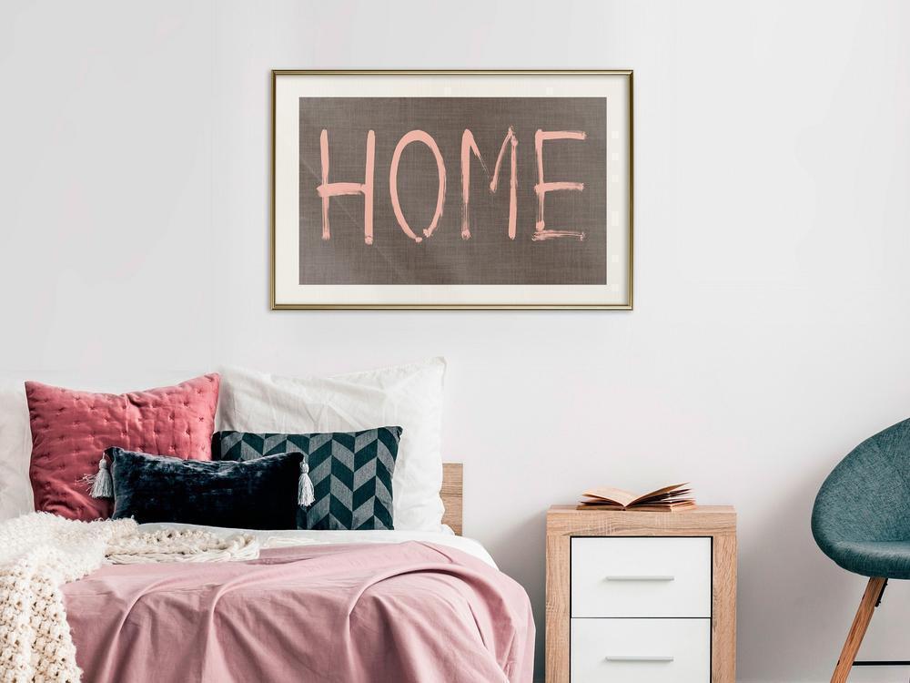 Typography Framed Art Print - Simply Home (Pink)-artwork for wall with acrylic glass protection