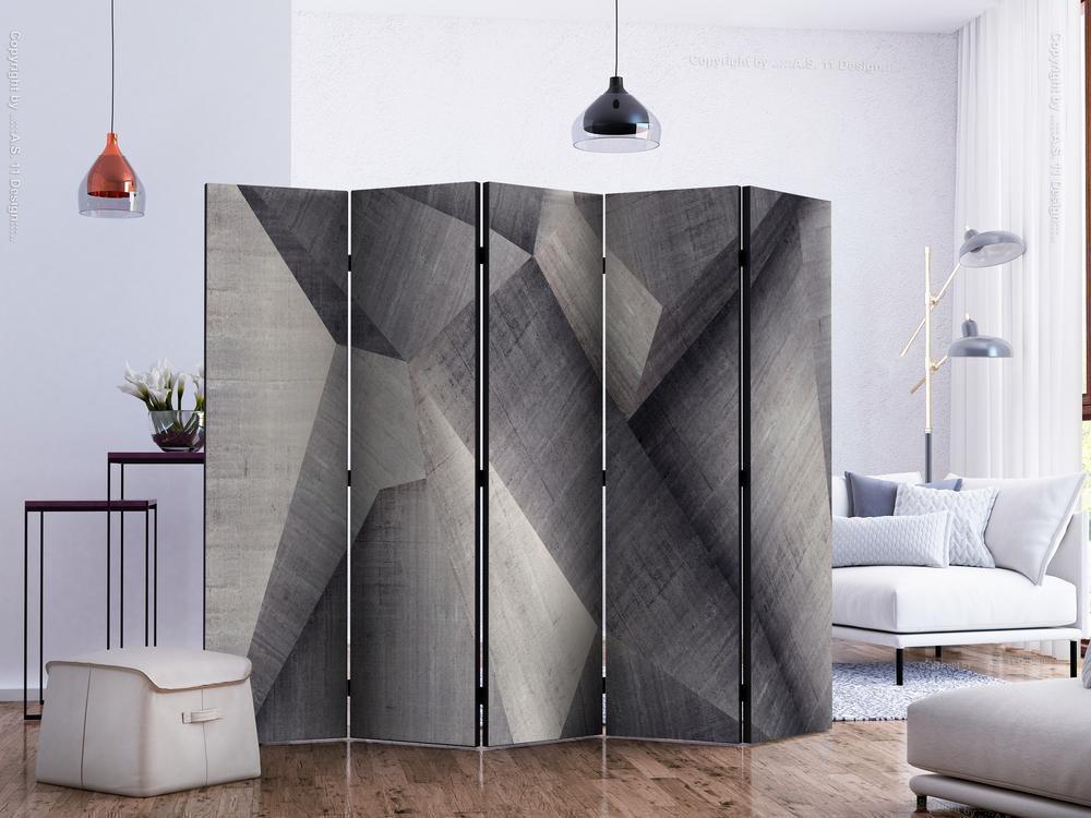 Decorative partition-Room Divider - Abstract concrete blocks II-Folding Screen Wall Panel by ArtfulPrivacy